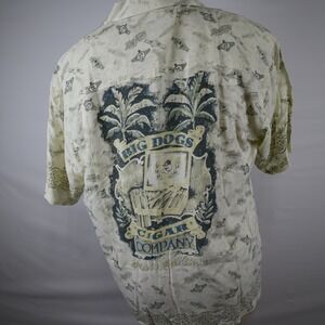 Big Dogs Shirt Mens Medium Cigar Company Hawaiian Casual‎ Button Up Short Sleeve